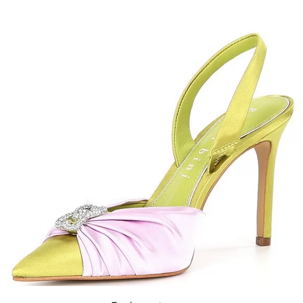 Elegant Lime and Pink Slingback Heels - Picture 2 of 10